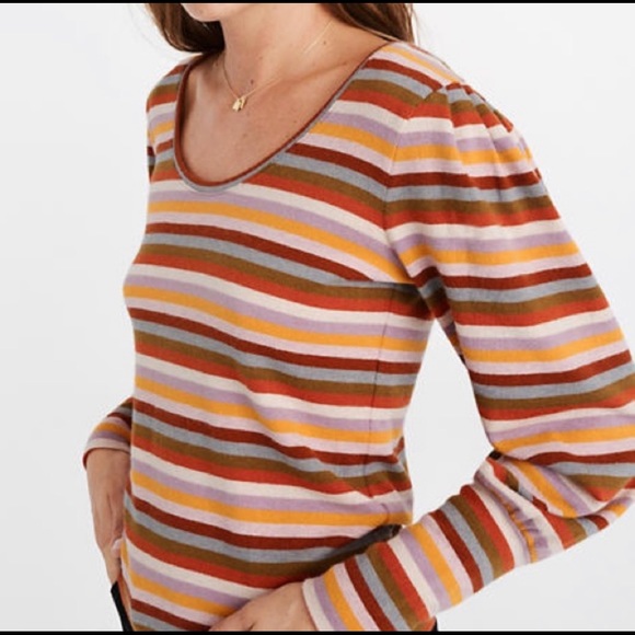 Madewell Striped Balloon Sleeve Top - Picture 2 of 8